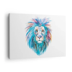Vászonkép - Akvarell portré egy oroszlánról élénk színekben - 70x50cm - Felvillanyozó aura - Modern fali dekoráció nappalihoz és hálószobához ARTTOR