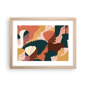 Poszter világos tölgy keretben - Csak a nőiesség - 40x30 cm