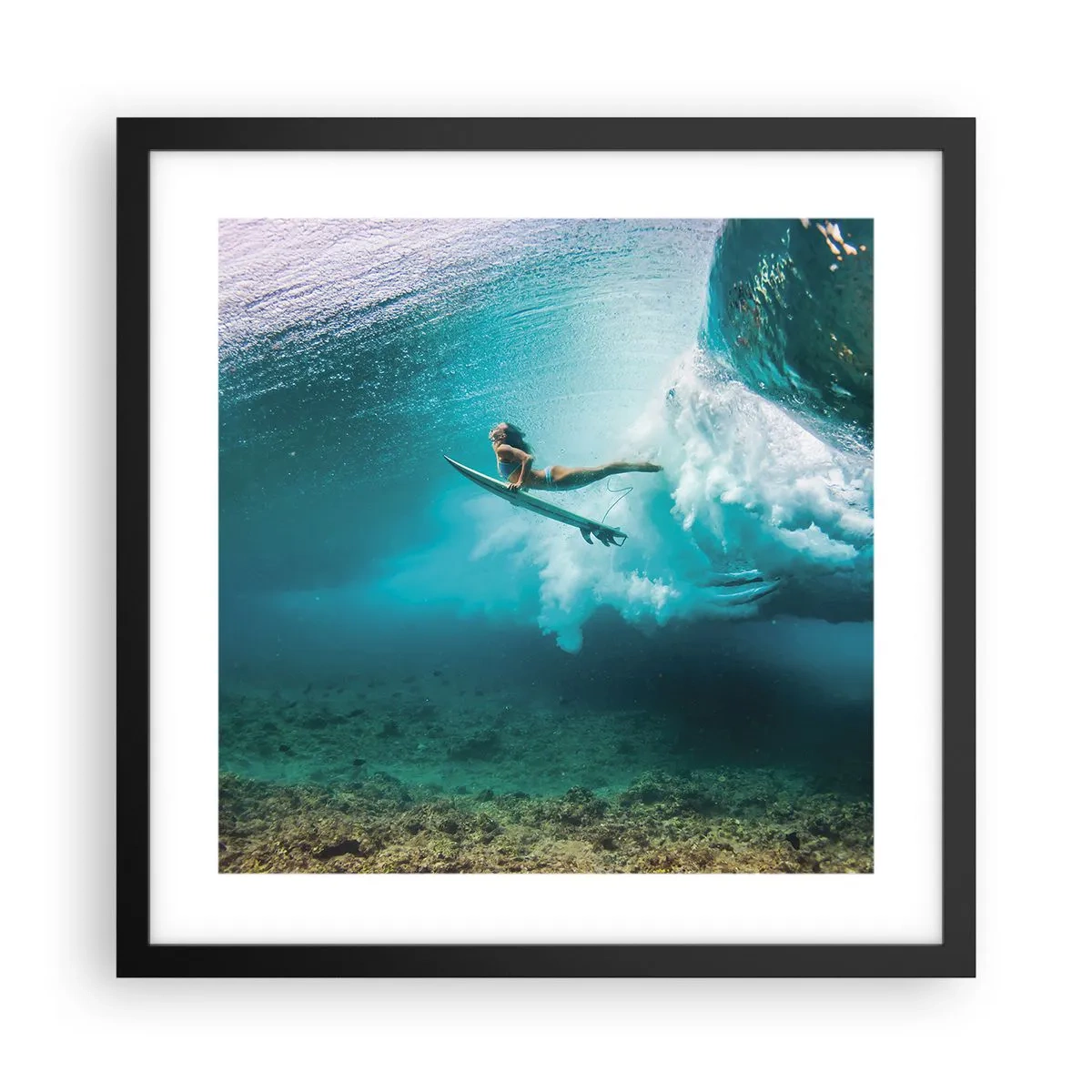 Poszter fehér keretben - Vízalatti világ - 40x40 cm