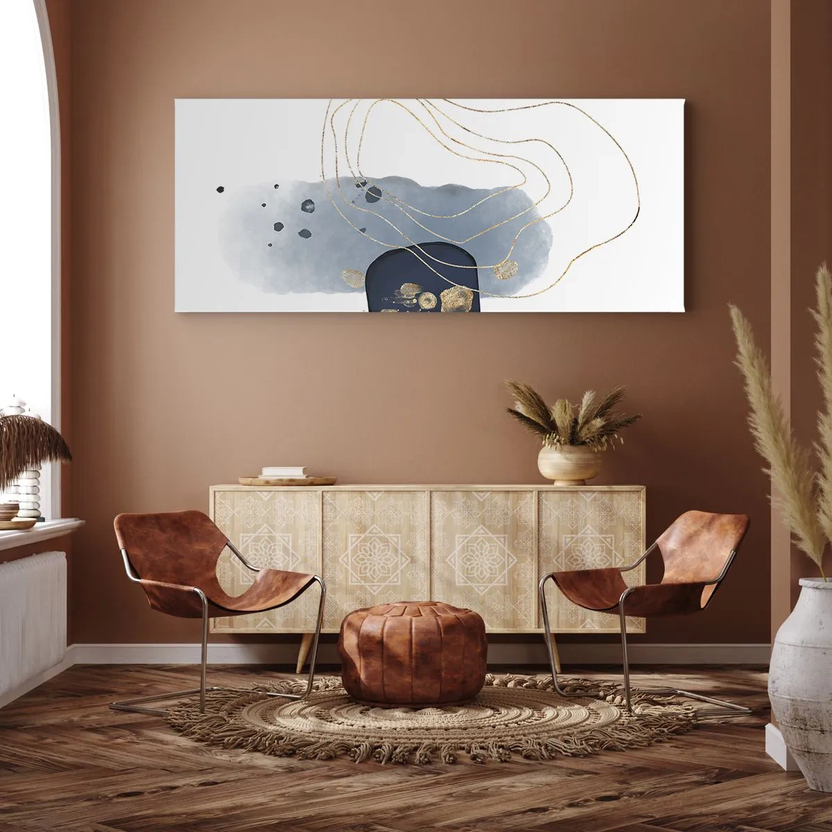 Vászonkép - Kékes-arany fantázia - 120x50 cm