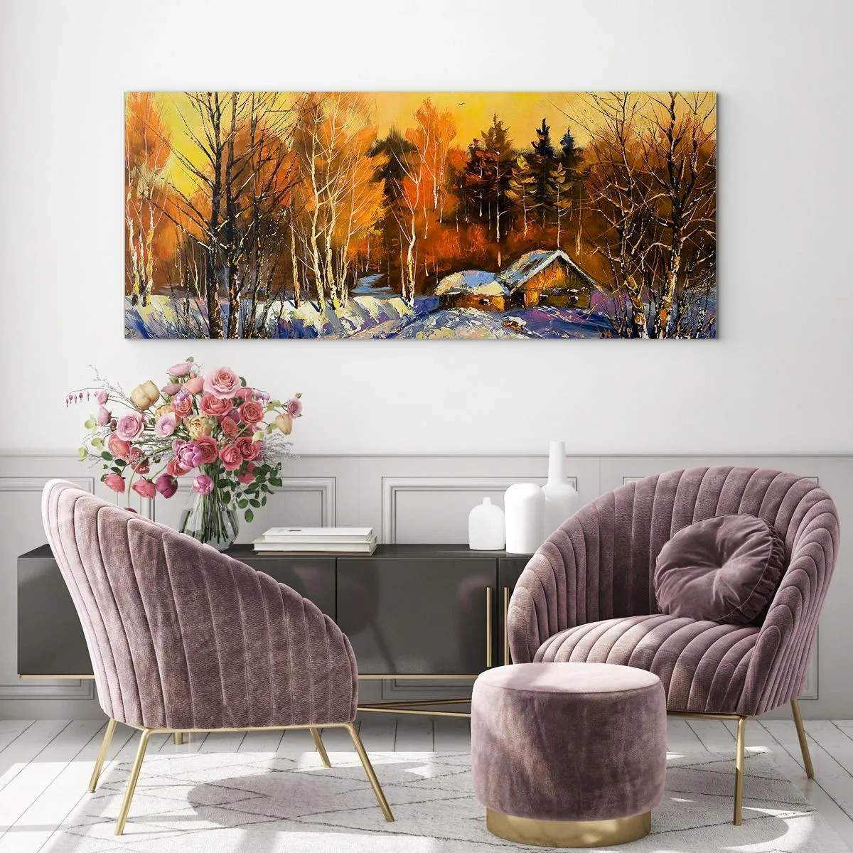 Üveg kép - Napos téli impresszió - 100x40 cm