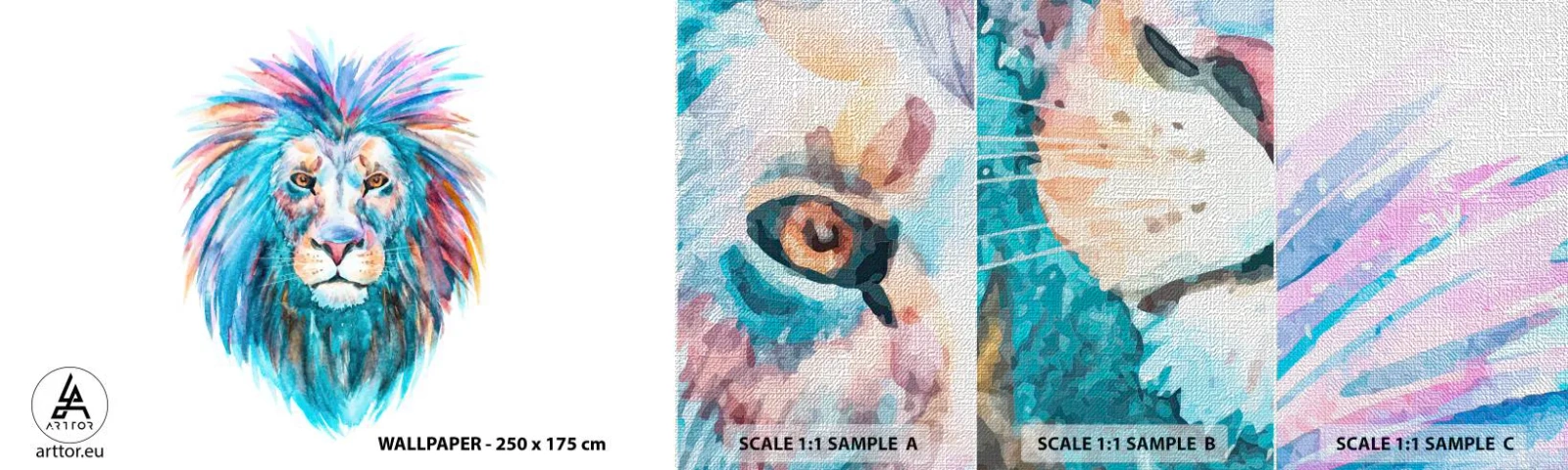 Fotótapéta Minta Premium Canvas - Felvillanyozó aura - Állatok, Oroszlán, Absztrakció - 100x30 cm