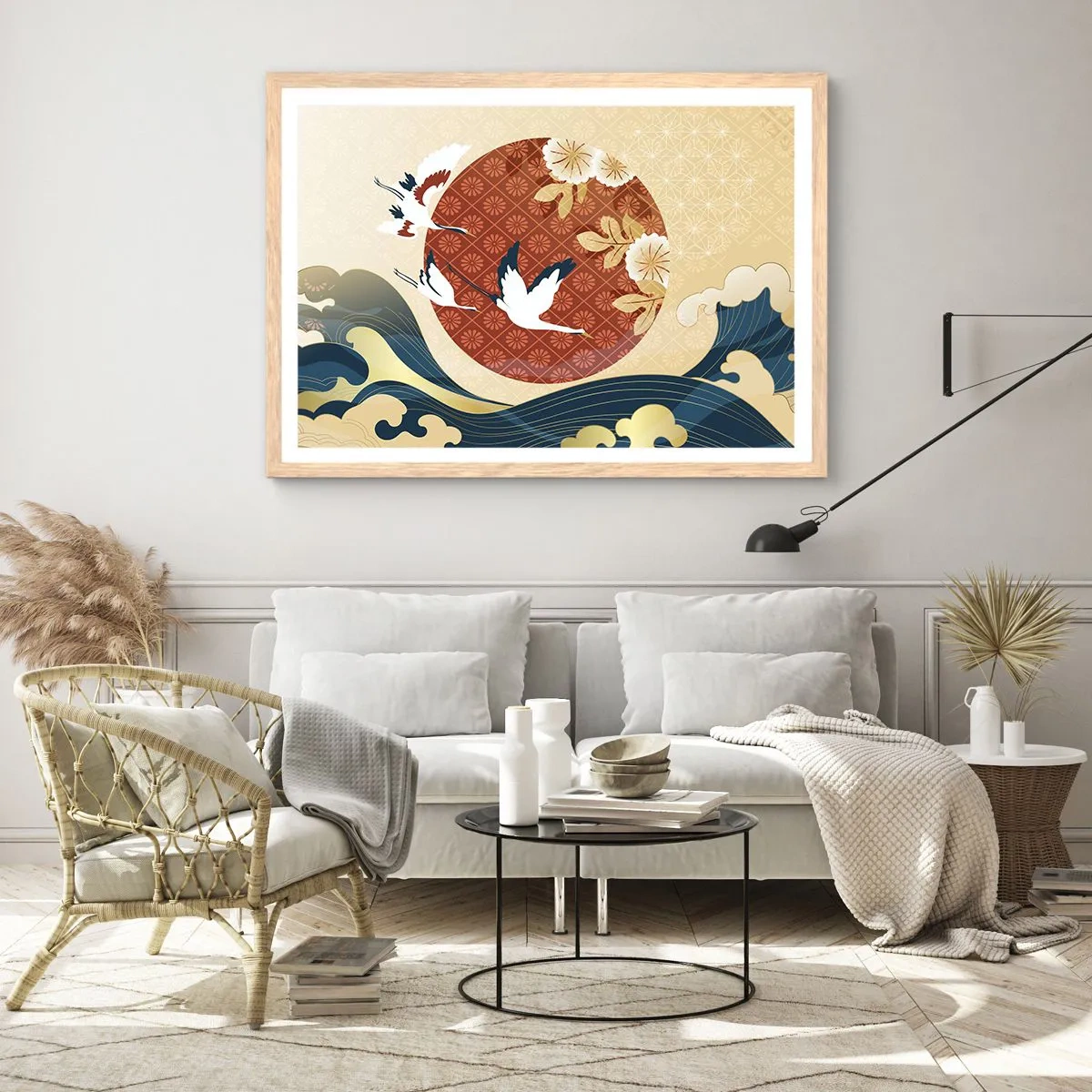Poszter világos tölgy keretben - Japán mese - 70x50 cm