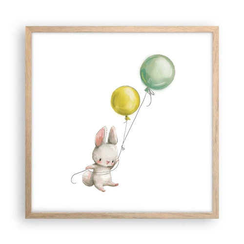 Poszter világos tölgy keretben - Én is repülök! - 50x50 cm