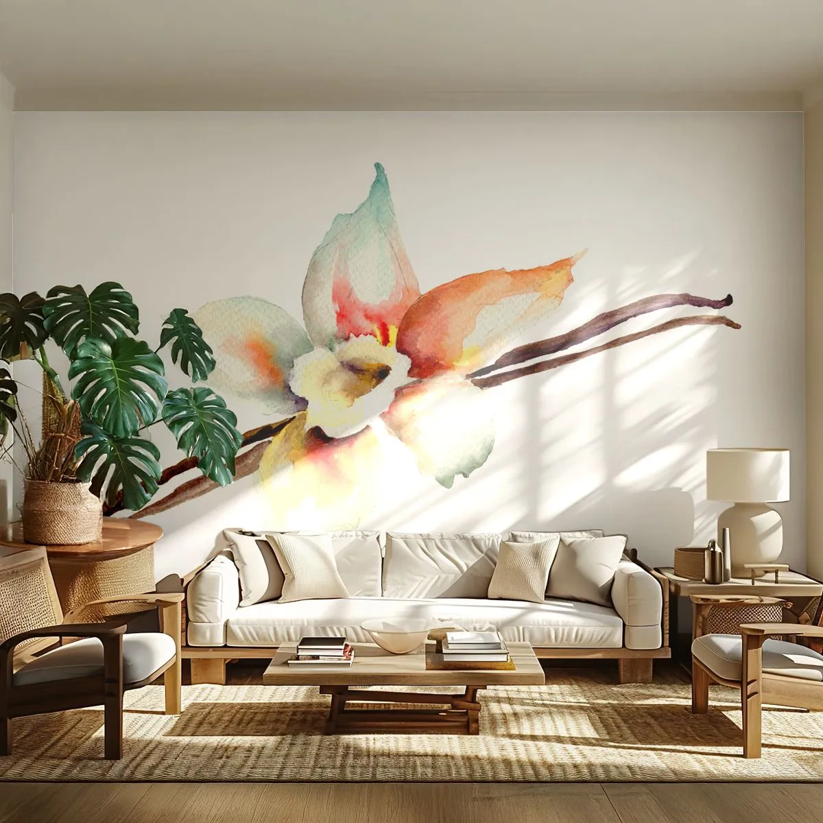 Fotótapéta Standard Eco - Festékkel kiöntött édesség - Vanília Virág, Virág, Vanília rúd - 200x140 cm