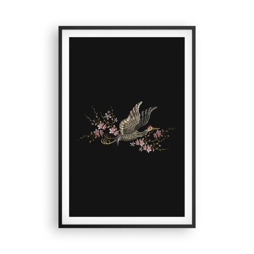 Poszter fehér keretben - Egzotikus hímzett madár - 61x91 cm