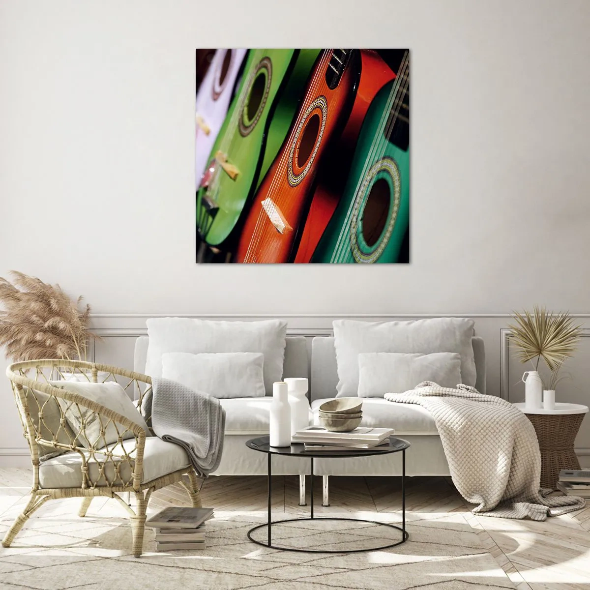 Üveg kép - A gitárnak sok színe van - 30x30 cm