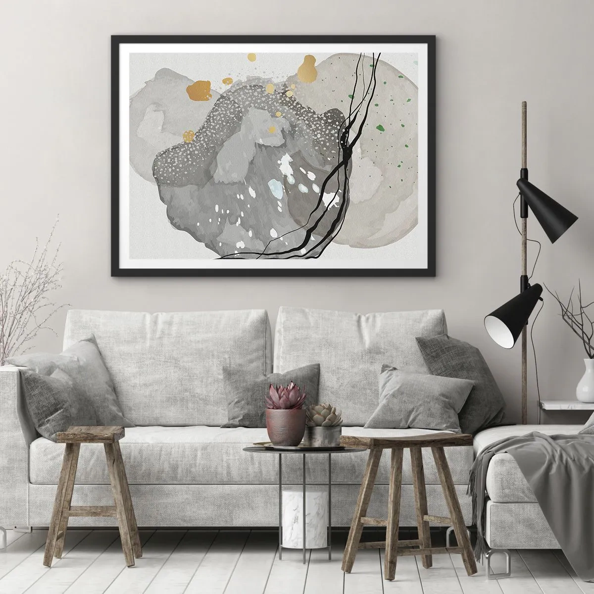 Poszter fehér keretben - Organikus kompozíció - 100x70 cm