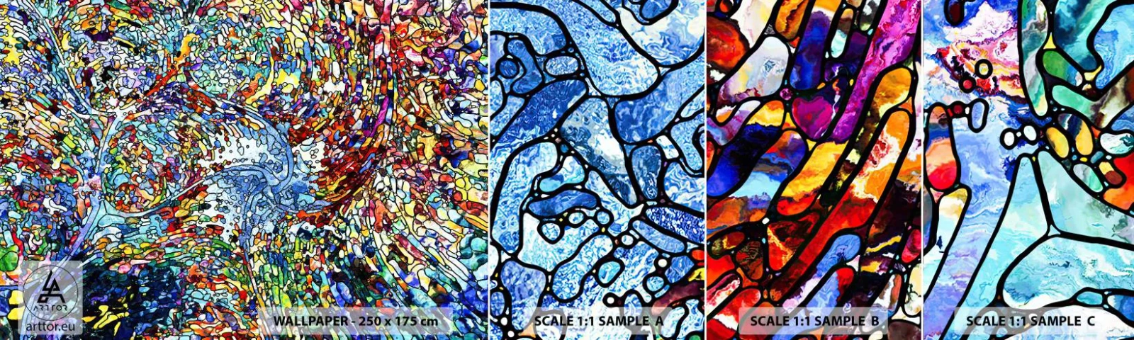 Fotótapéta Minta Öntapadós Deluxe Sticker - Cseppes ólomüveg - Absztrakció, Darab, Grafika - 100x30 cm