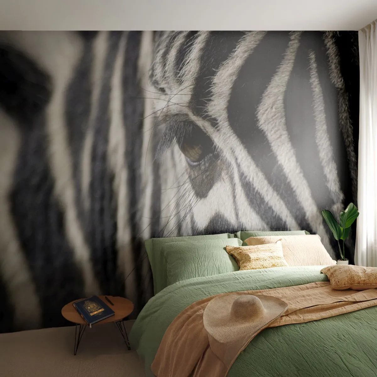 Fotótapéta Premium Sand - Csíkos portré - Állatok, Borda, Afrika - 100x70 cm