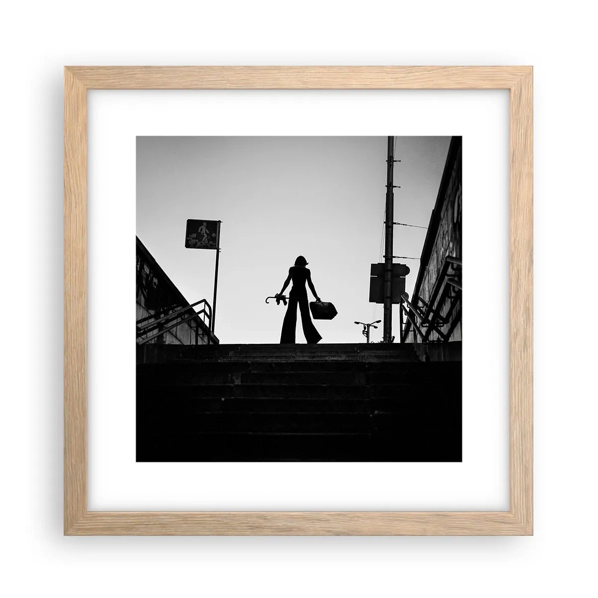 Poszter világos tölgy keretben - Városi vándorlás - 30x30 cm