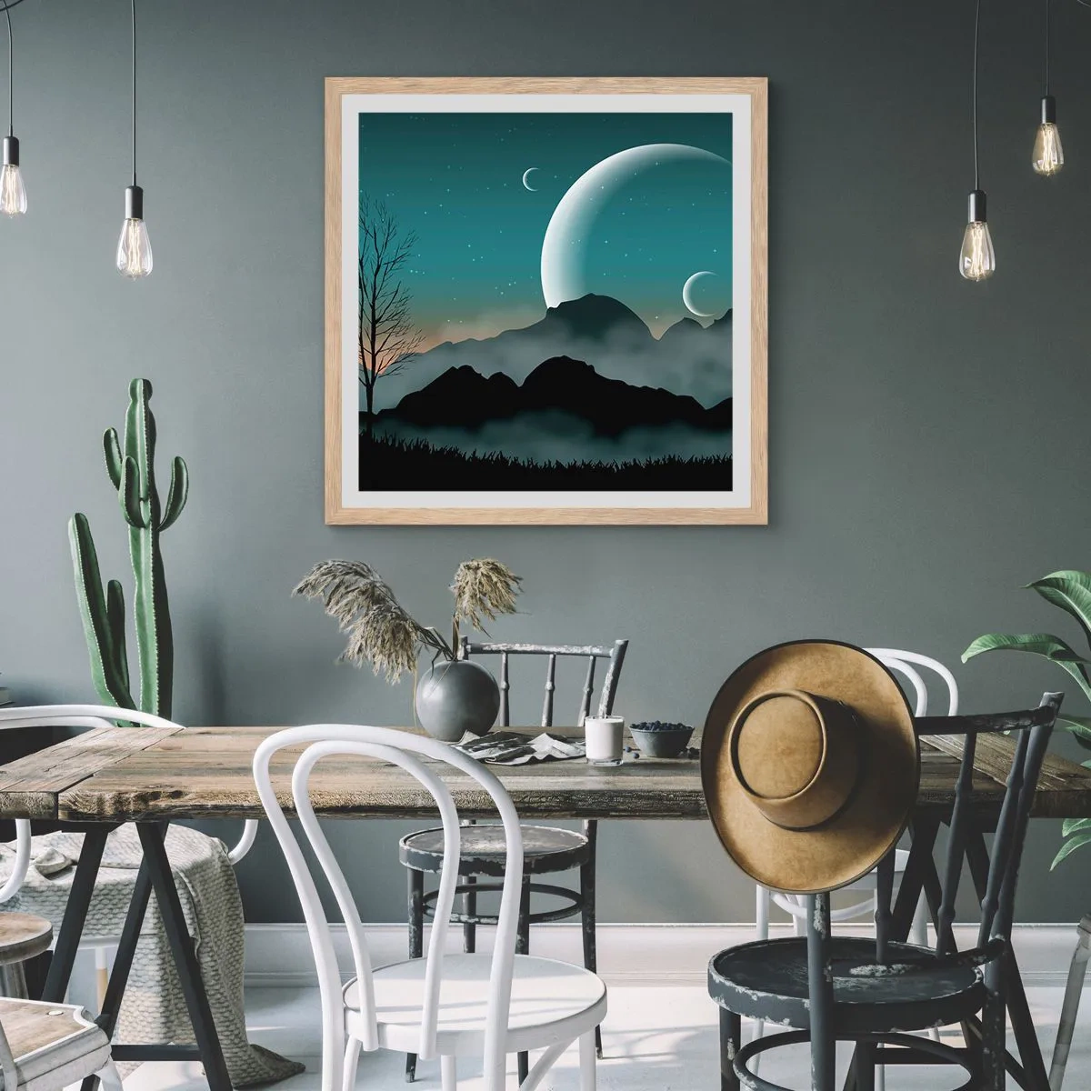 Poszter világos tölgy keretben - Csillagos éj karneválja - 30x30 cm