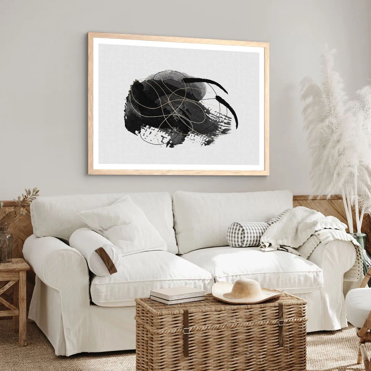 Poszter világos tölgy keretben - Feketéből készült - 100x70 cm