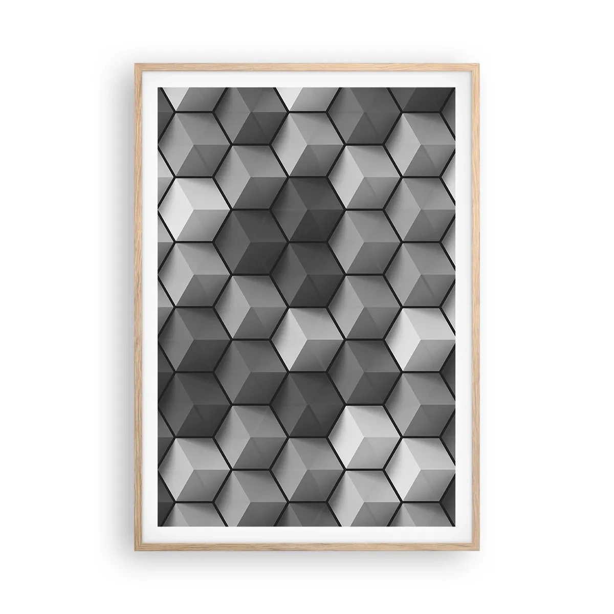 Poszter világos tölgy keretben - Kubista kirakós - 70x100 cm