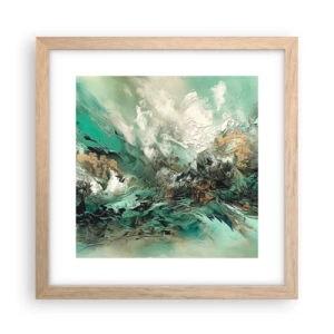 Poszter világos tölgy keretben - Smaragd-fekete kelés - 30x30 cm