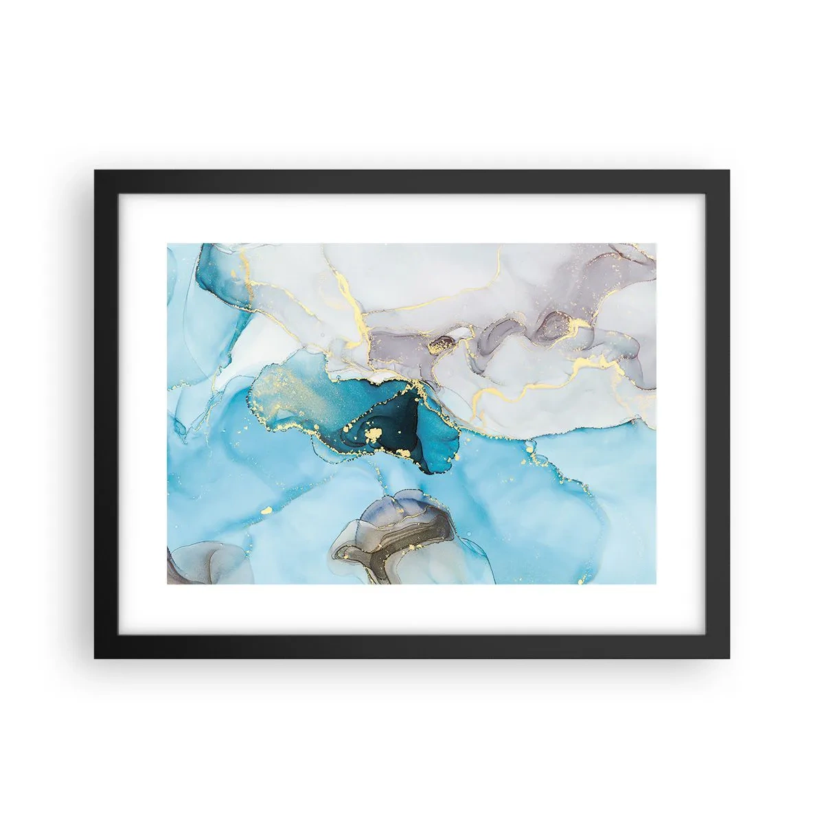 Poszter fehér keretben - Tanulmány a szürke és a türkiz találkozásáról - 40x30 cm
