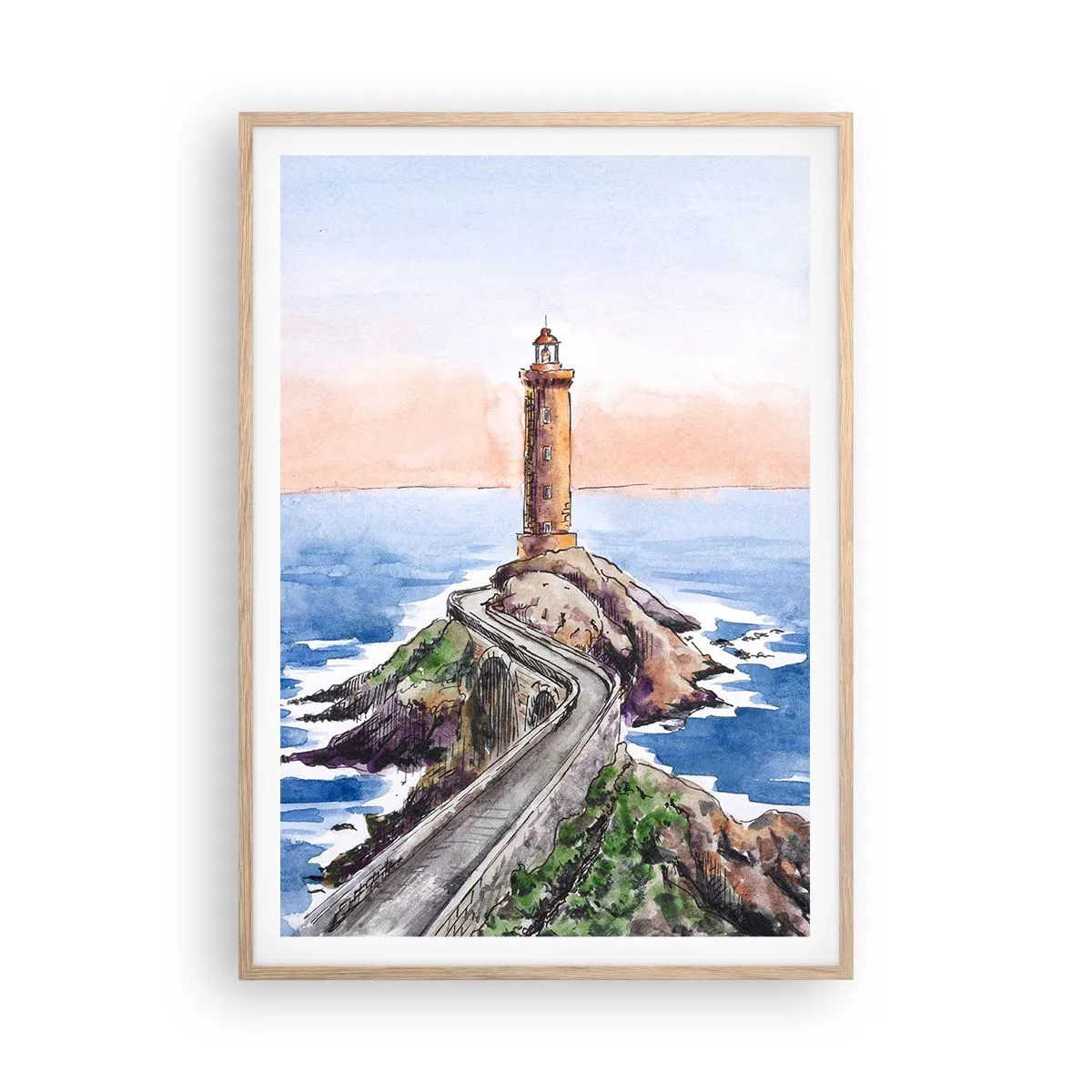 Poszter világos tölgy keretben - Szemben a tengerrel - 70x100 cm