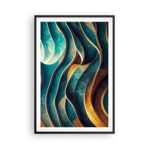 Poszter fehér keretben - Kék kanyarulatok - 61x91 cm