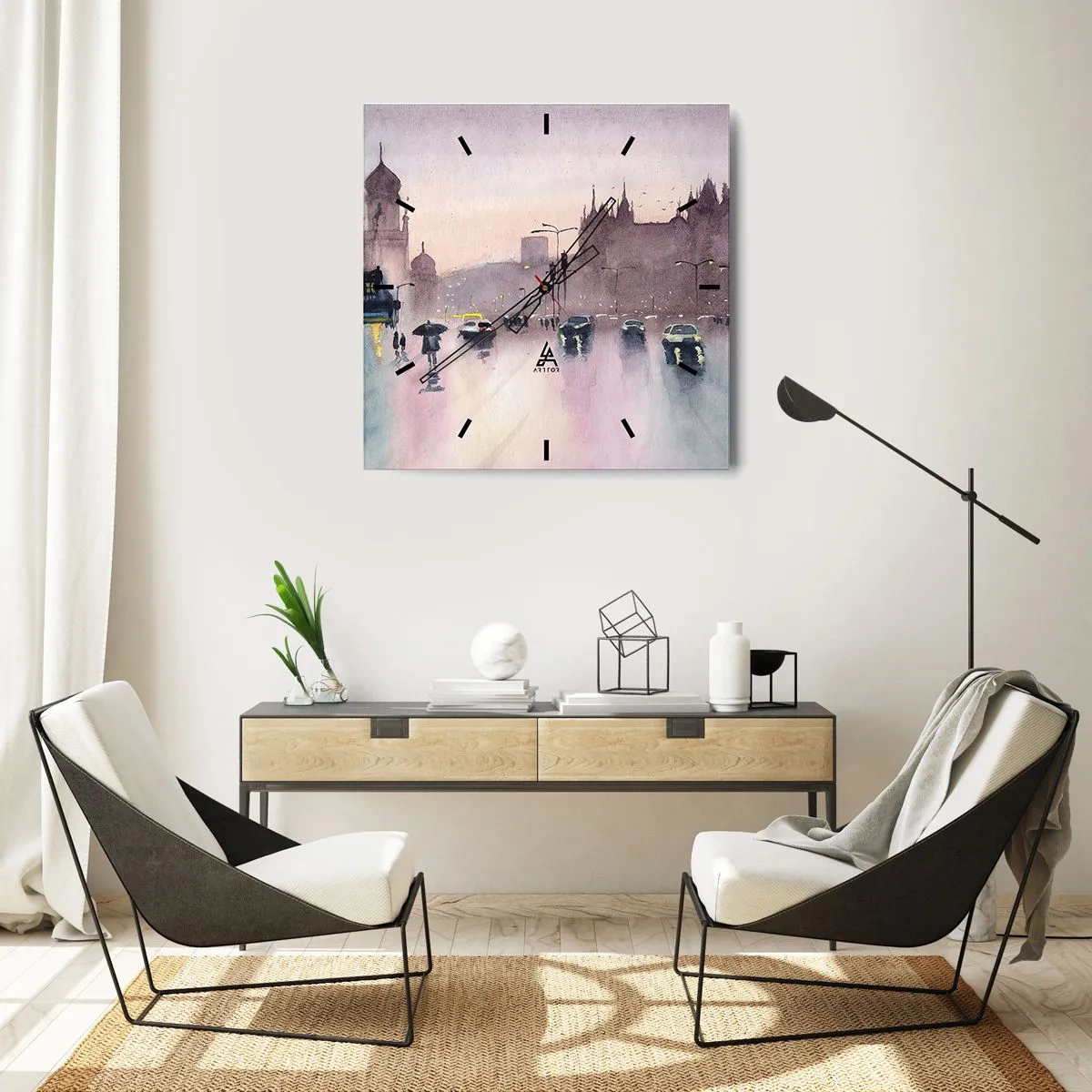 Falióra, Óra - Az esős ködben - 40x40 cm