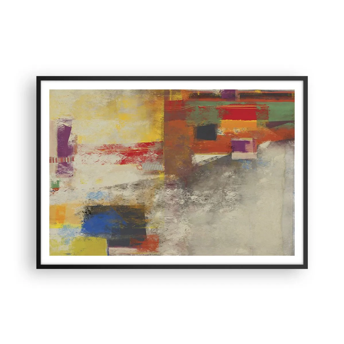 Poszter fehér keretben - Színgeometria - 100x70 cm