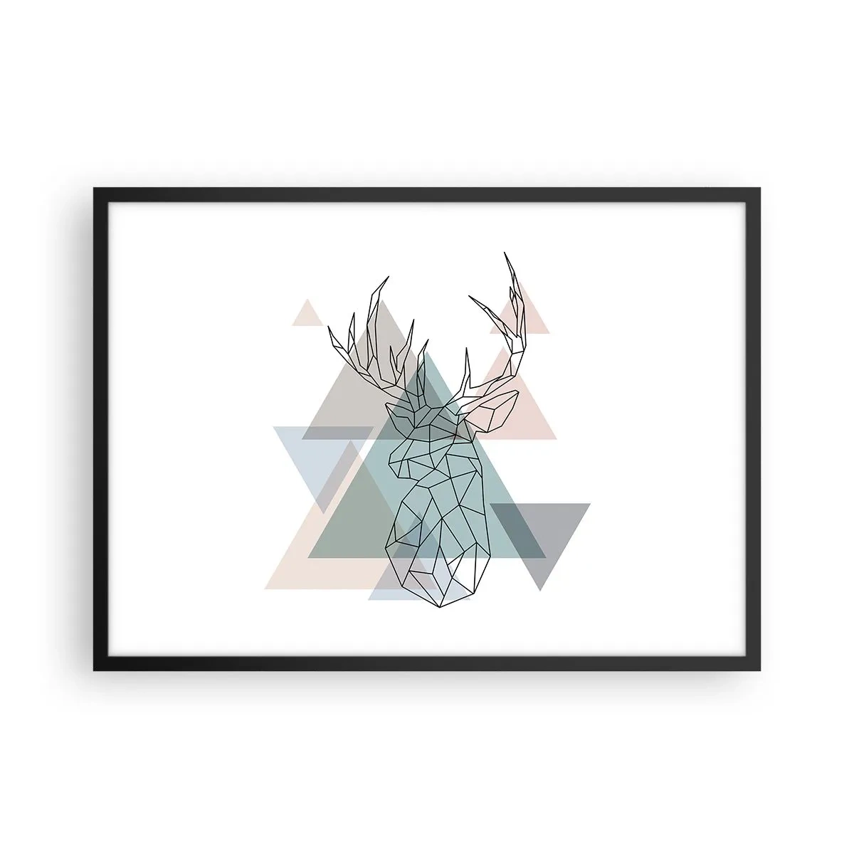 Poszter fehér keretben - Egy geometrikus erdőben - 70x50 cm