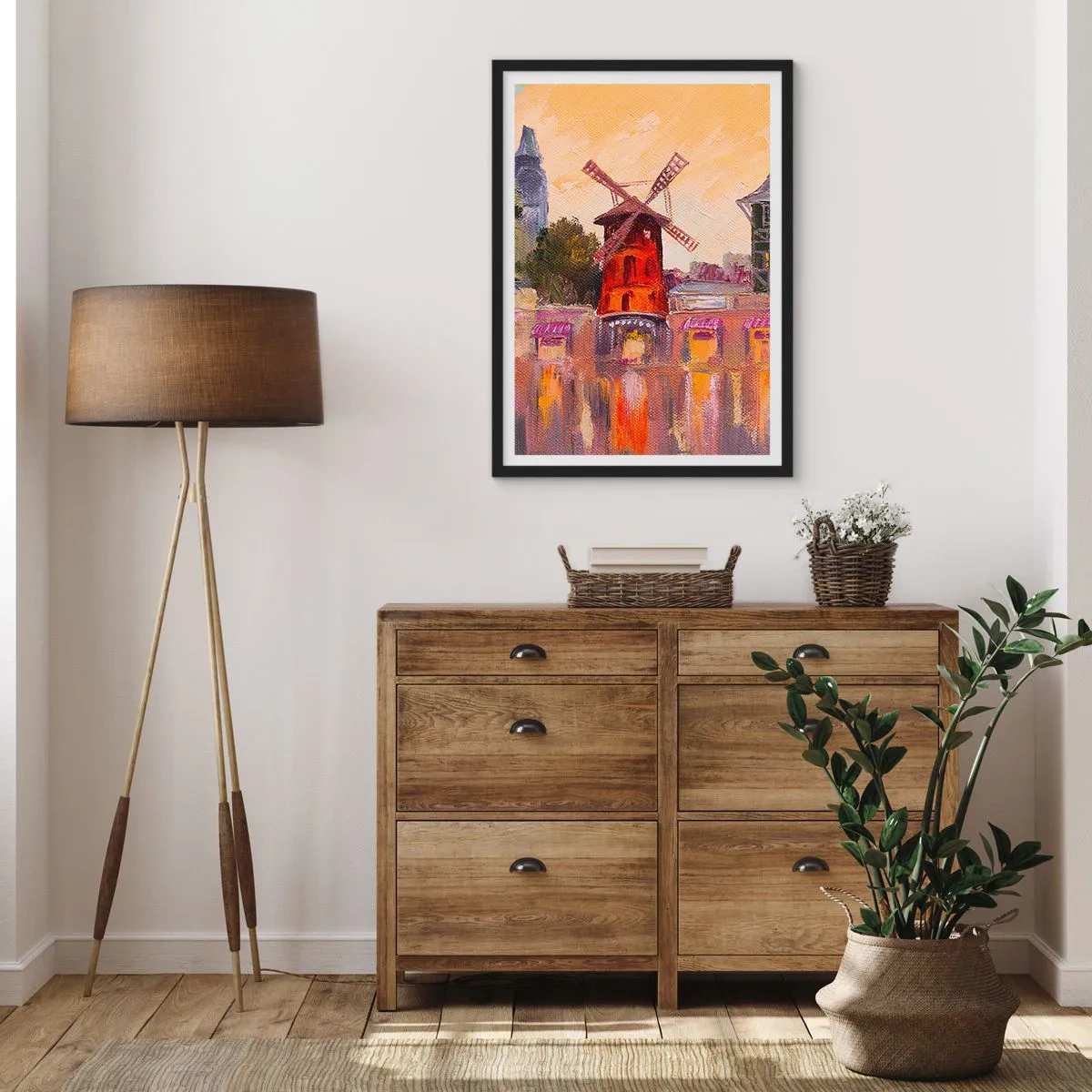 Poszter fehér keretben - Párizsi ikonok - Moulin Rouge - 30x40 cm