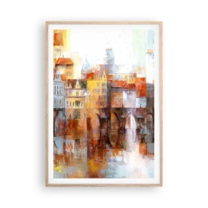 Poszter világos tölgy keretben - A híd alatt is gyönyörű - 70x100 cm