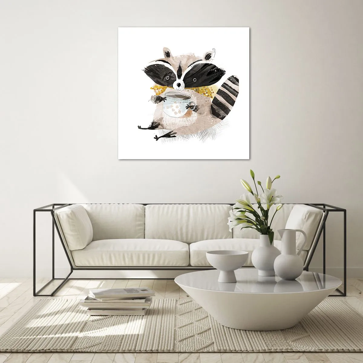 Üveg kép - A barátom a mosómedve - 60x60 cm