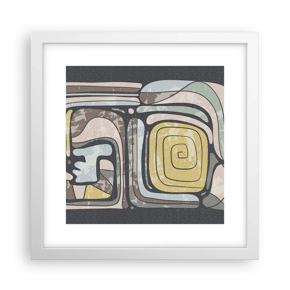 Poszter fekete keretben - Absztrakció pre-kolumbián szellemben - 30x30 cm