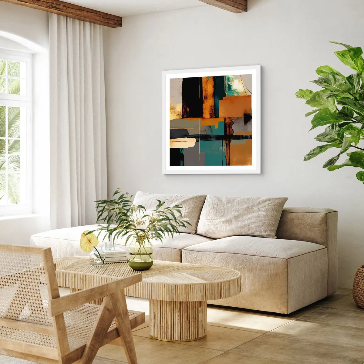 Poszter fekete keretben - Absztrakció - fény és árnyék - 40x40 cm