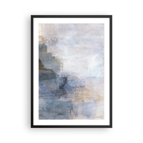 Poszter fehér keretben - Absztrakt kompozíció kék és bézs árnyalatokban - 50x70cm - Színtónusok és akkordok - Modern fali dekoráció nappalihoz és hálószobához ARTTOR