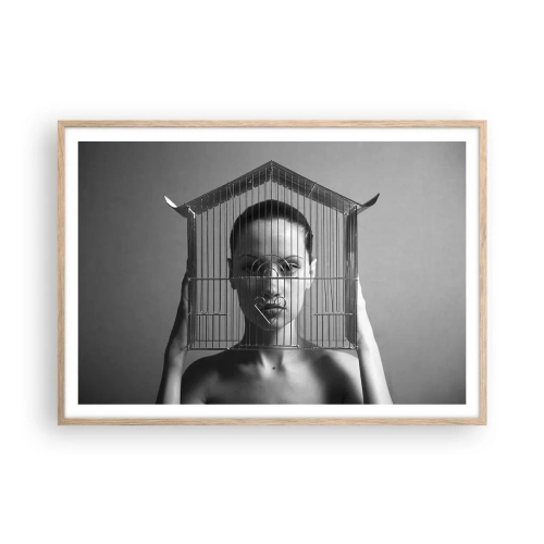 Poszter világos tölgy keretben - Kissé szürreális portré - 100x70 cm