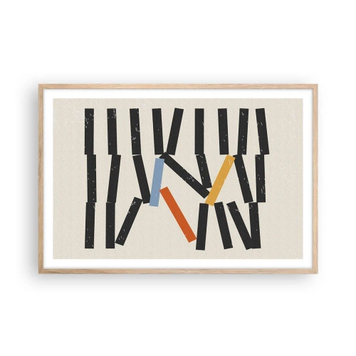 Poszter világos tölgy keretben - Dominó - kompozíció - 91x61 cm