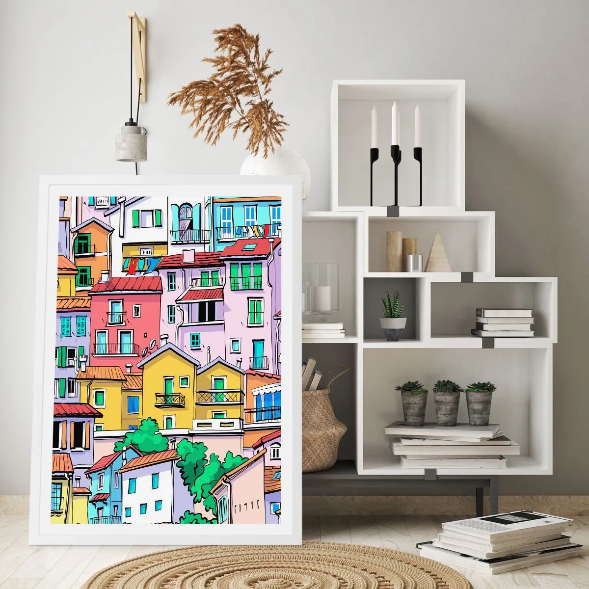 Poszter fekete keretben - Vidám város - 70x100 cm