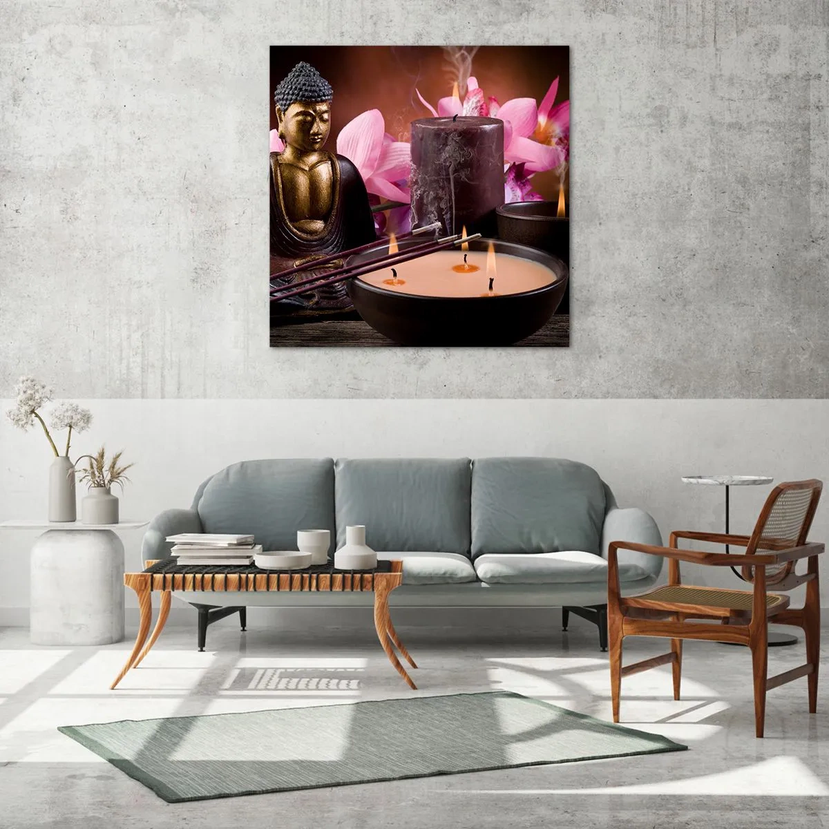 Üveg kép - Megtisztítani az elmét, megnyugtatni a testet - 70x70 cm