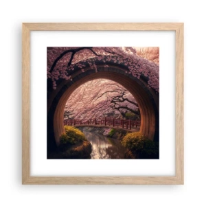 Poszter világos tölgy keretben - Japán tavasz - 30x30 cm