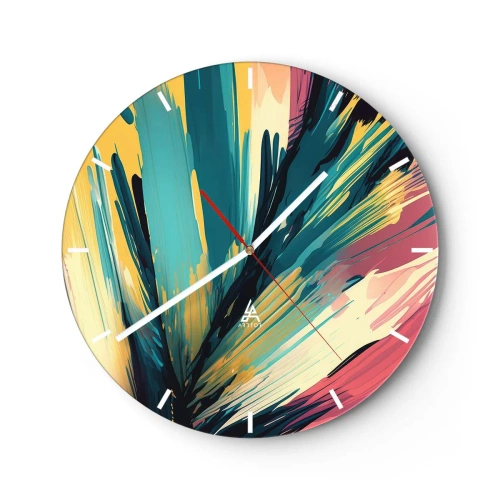 Falióra, Óra - Színrobbanás kifejező ecsetvonások stílusában. - 30x30cm - Kompozíció - az öröm robbanása - Modern fali dekoráció nappalihoz, konyhához és hálószobához ARTTOR