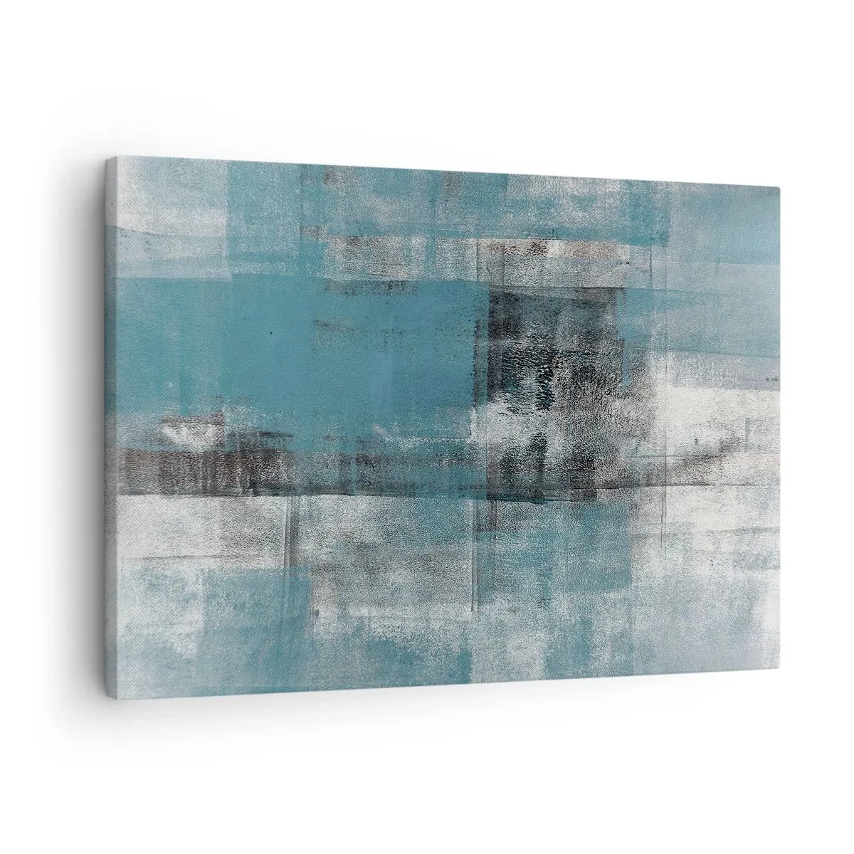 Vászonkép - Egy absztrakt kompozíció kék árnyalatokban, textúrával és rétegekkel. - 70x50cm - Víz és levegő - Modern fali dekoráció nappalihoz és hálószobához ARTTOR