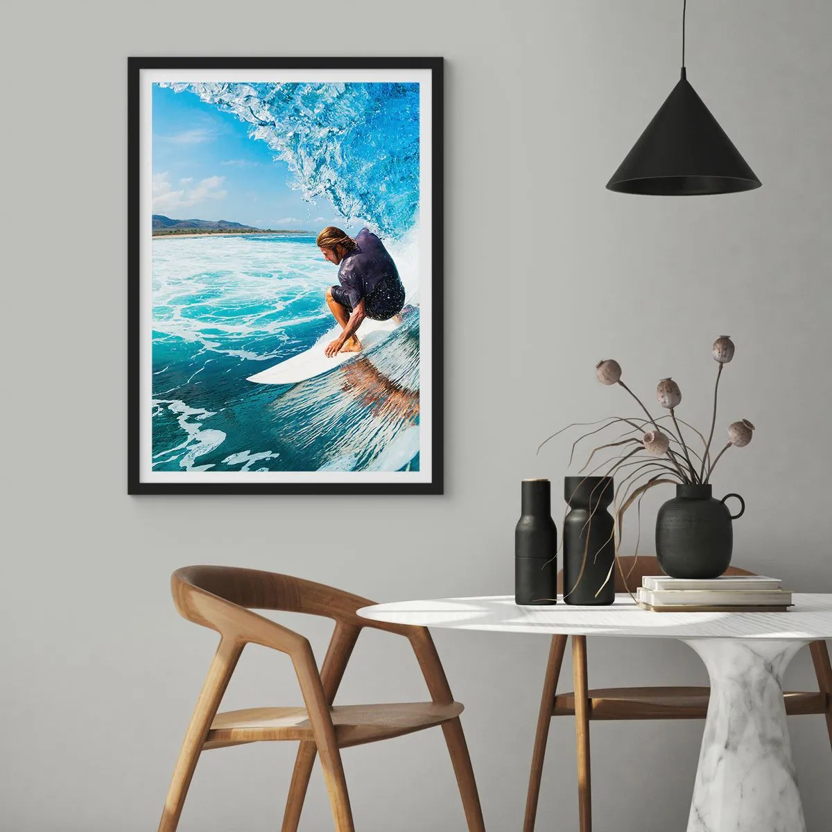 Poszter fehér keretben - Tánc a hullámokkal - 61x91 cm