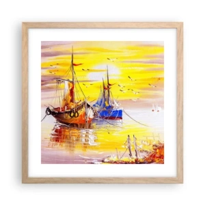 Poszter világos tölgy keretben - Megérdemelt pihenés a kikötőben - 40x40 cm