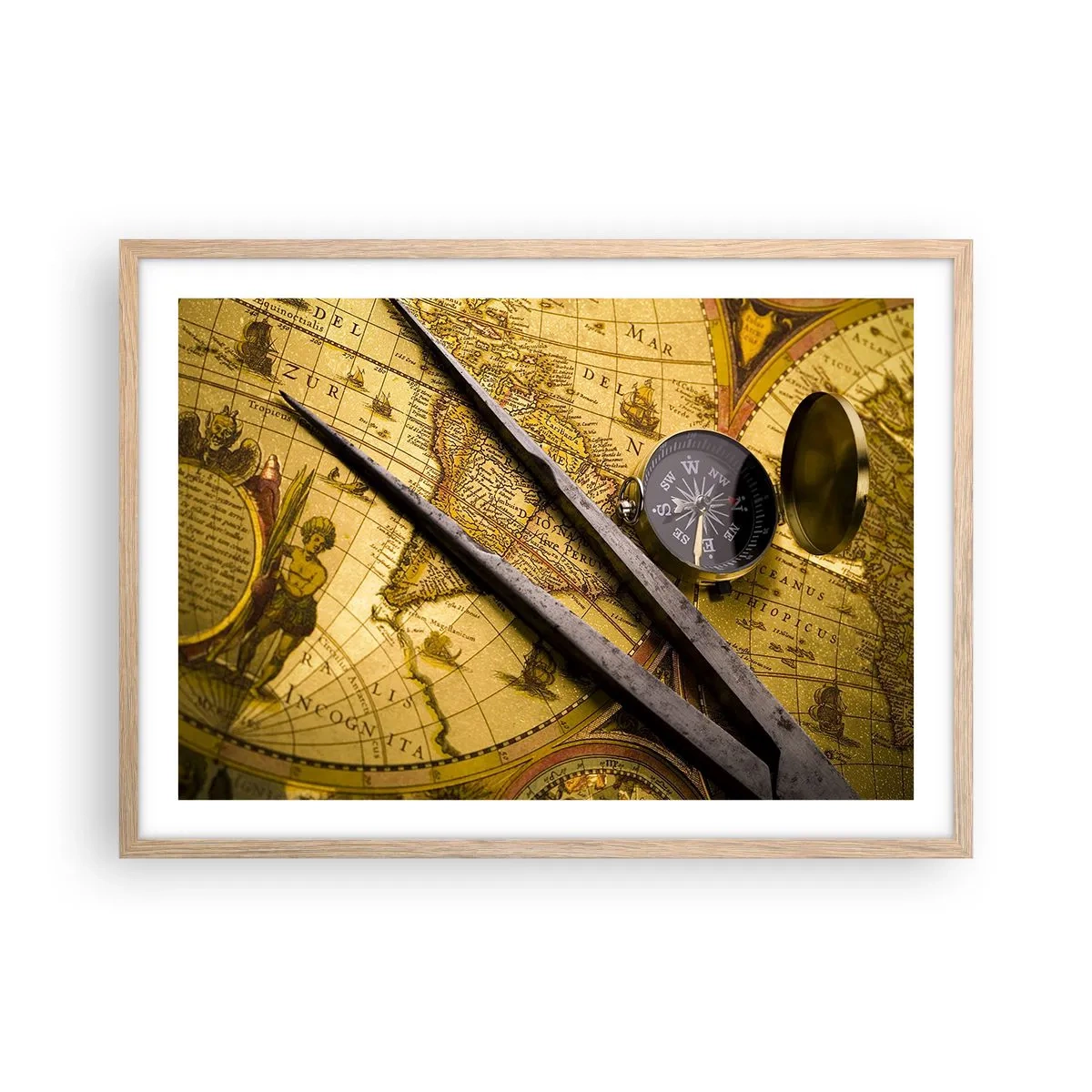 Poszter világos tölgy keretben - Hol vannak ezek a kincsek? - 70x50 cm