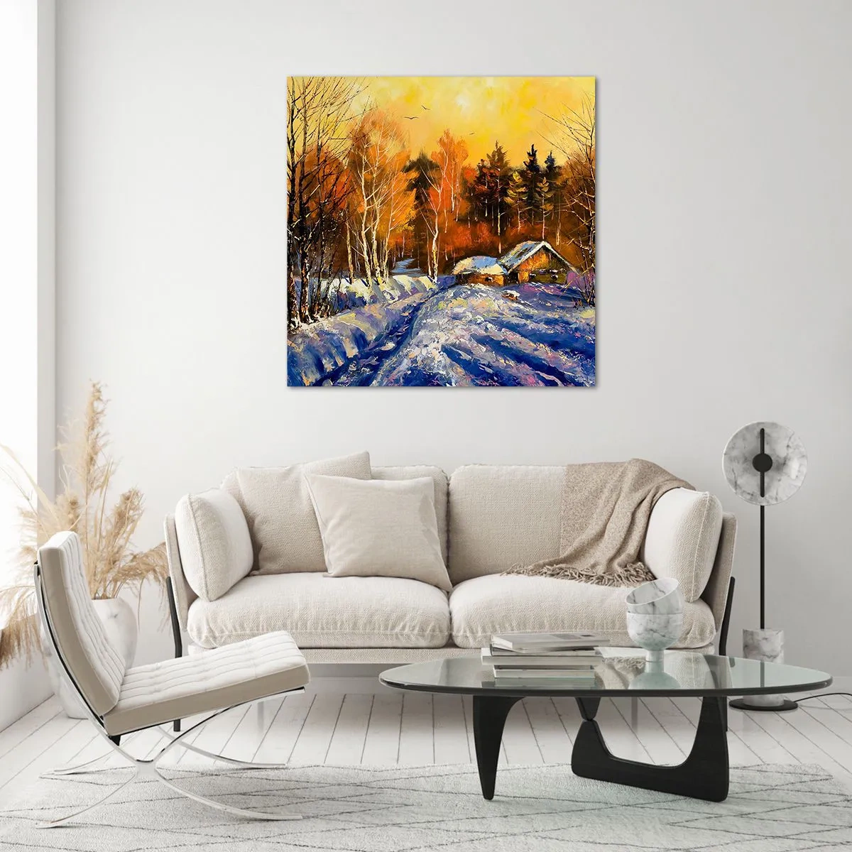 Üveg kép - Napos téli impresszió - 50x50 cm