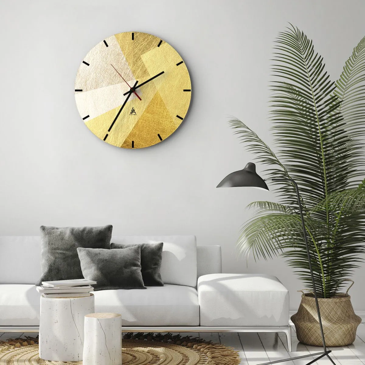 Falióra, Óra - Arany geometriai formák modern kompozícióban - 30x30cm - A geometria időjárása - Modern fali dekoráció nappalihoz, konyhához és hálószobához ARTTOR