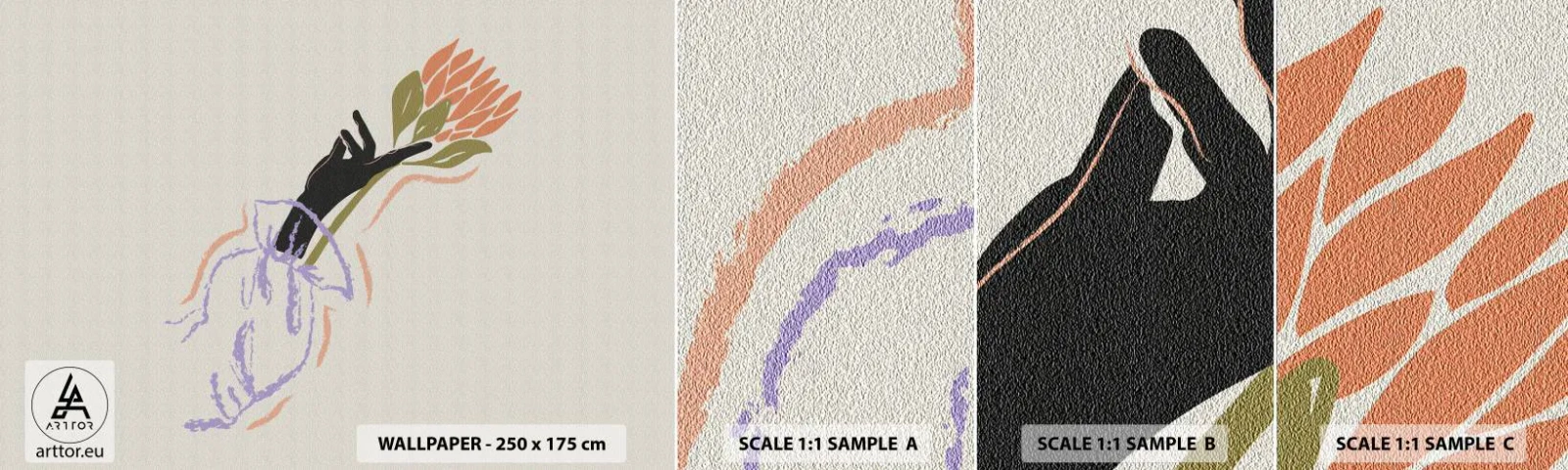 Fotótapéta Minta Standard Eco - Egy testvéri érintés - Kéz, Virág, Minimalizmus - 100x30 cm