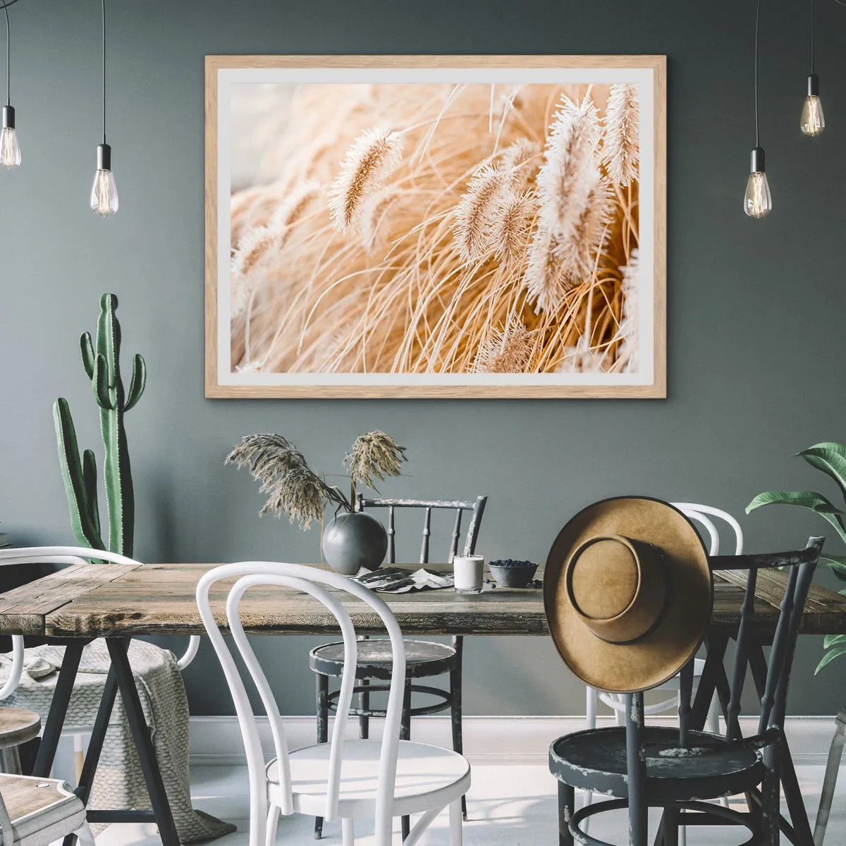 Poszter világos tölgy keretben - A fű arany susogása - 91x61 cm