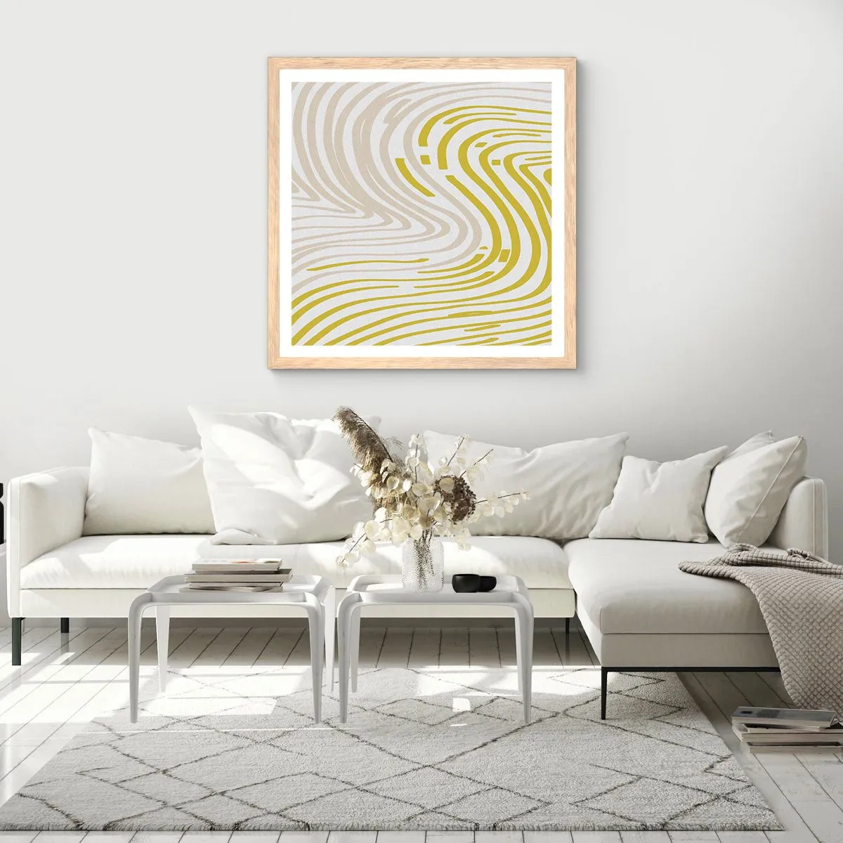 Poszter világos tölgy keretben - Kompozíció szelíd kanyarral - 60x60 cm