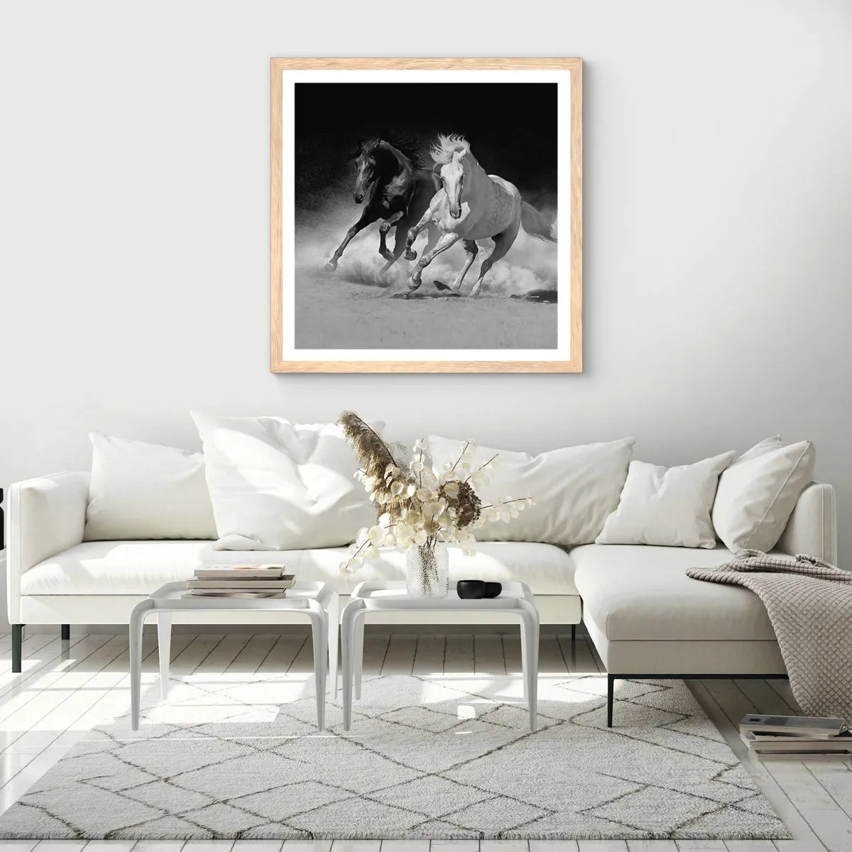 Poszter világos tölgy keretben - A szabadság vágtája - 40x40 cm