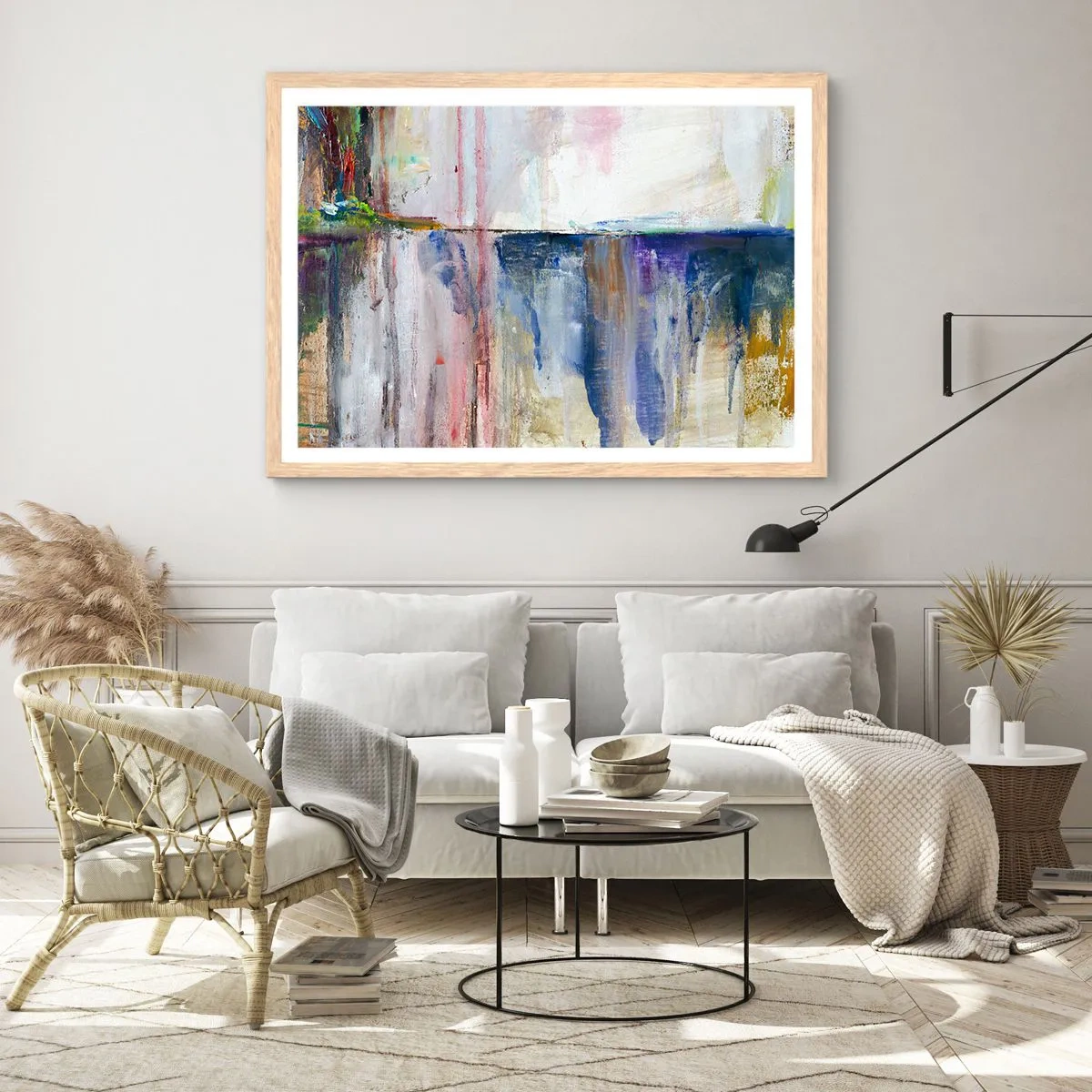 Poszter világos tölgy keretben - Színes benyomások és társítások - 70x50 cm