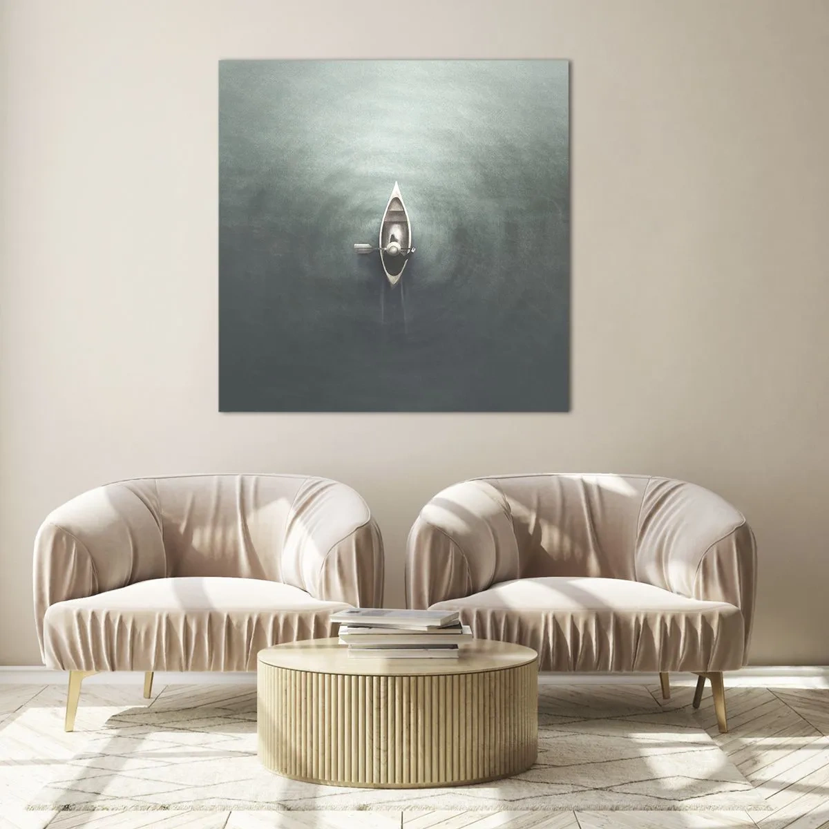 Üveg kép - Egy holdfényes tavon át - 60x60 cm