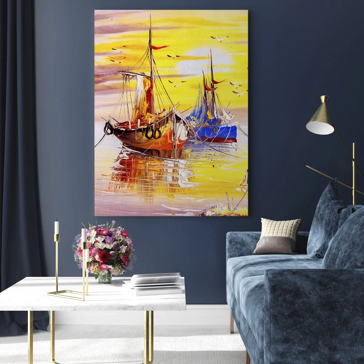 Üveg kép - Megérdemelt pihenés a kikötőben - 50x70 cm